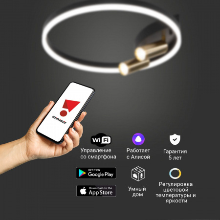 фото Умный потолочный светильник Eurosvet Luminari 90247/3 черный/золото Smart