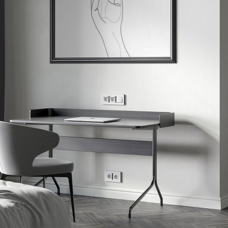 фото Рамка из поликарбоната на 3 поста Split белый/черный, soft-touch W0033068