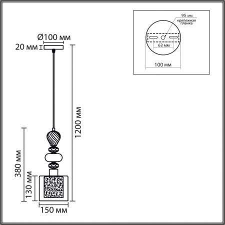 фото Хром/белый/прозрачный, металл/стекло/хрусталь Подвес E27 1*60W 220V GANNA MODERNI, арт. 8292/1A