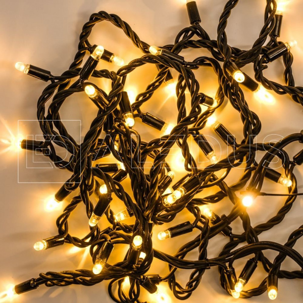 фото Гирлянда (Нить) ALEDUS, 220 В, 10 м, черный провод, резина, теплый белый, без мерцания