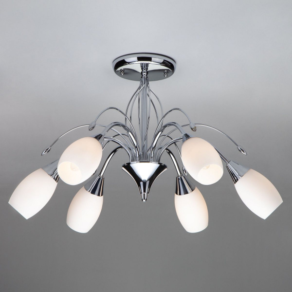 фото Люстра потолочная с плафонами из стекла 22080/6 хром