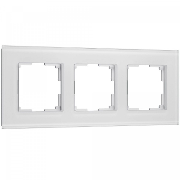фото Рамка из стекла на 3 поста Senso белый soft-touch W0033101