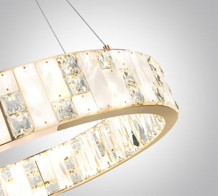 фото Золото/прозрачный/белый/металл/хрусталь/алебастр Люстра LED 63W 3700K CROSSA HALL, арт. 5072/80L