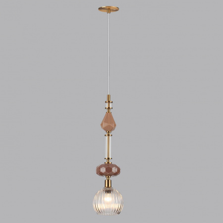 фото Античная бронза/бежев/коричнев/стекло/керамика Подвес E14 1*40W TERRA MODERN, арт. 5414/1C