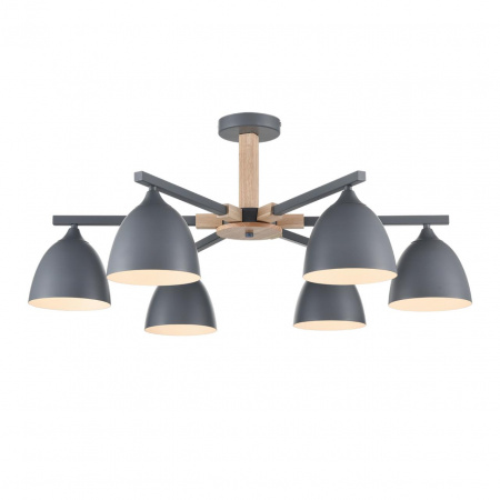 фото Серый/серый металл, дерево/металл Люстра потолочная Е27 6*60W 220V COLANGE MODERNI, арт. 8096/6C