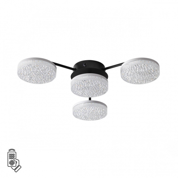 Черный, металл/акрил Люстра потолочная с ПДУ LED 55W 3000-6000К 220V DIDANA LEDIO, арт. 8236/4CL