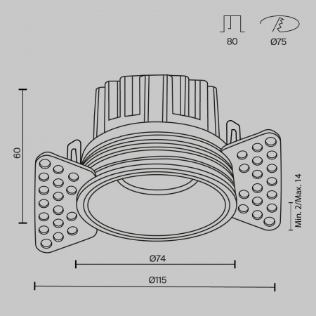 фото Встраиваемый светильник Maytoni Technical Round DL058-12W3K-TRS-BS, латунь