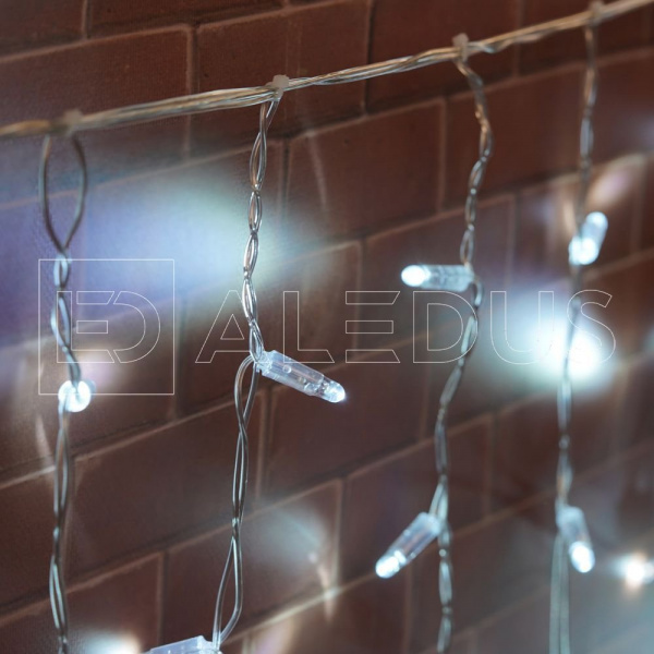 фото Бахрома (Айсикл) ALEDUS, 220 В, 3x0.9 м, прозрачный провод, белый, без мерцания