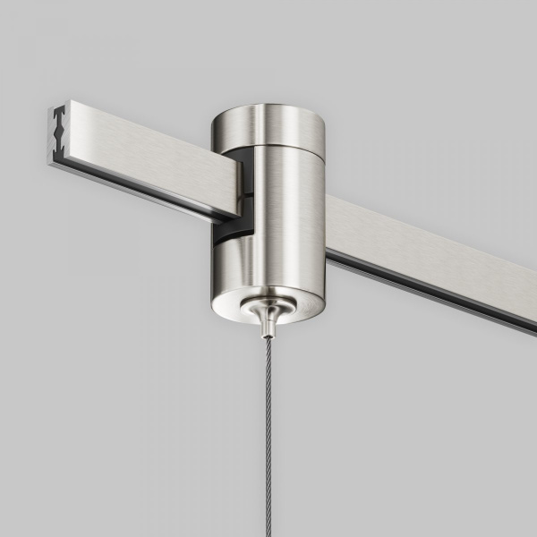 фото Коннектор с тросовым подвесом Тау / Tau в шинопровод Flarity платина Maytoni Technical TRA154SW-1PT
