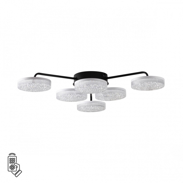 Черный, металл/акрил Люстра потолочная с ПДУ LED 85W 3000-6000К 220V DIDANA LEDIO, арт. 8236/6CL