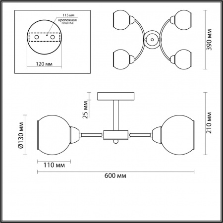 фото Белый, хром Люстра потолочная E27 4*60W 220V KODI COMFI, арт. 5647/4C