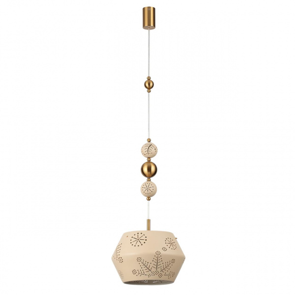 Бежевый/античная бронза/металл/керамика Подвес E27 1*40W KARELIA PENDANT, арт. 5444/1A
