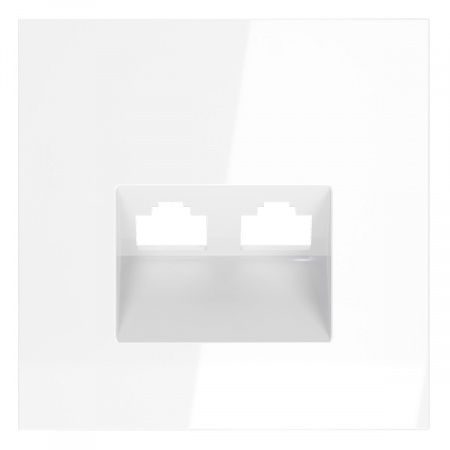 фото Накладка для розетки компьютерной двойной RJ45+RJ45 кат.6, S70 (белый глянцевый)