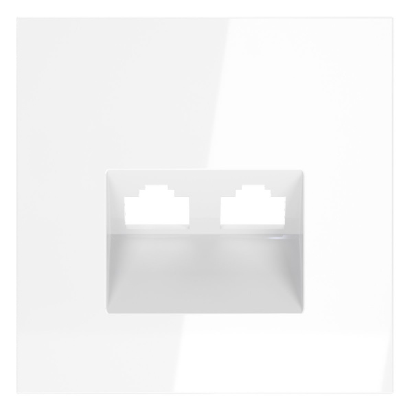 фото Накладка для розетки компьютерной двойной RJ45+RJ45 кат.6, S70 (белый глянцевый)