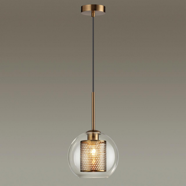 фото Античн.бронза/металл/прозрачный/стекло Подвес E27 1*40W CLOCKY PENDANT, арт. 4939/1