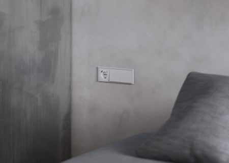 фото Накладка для розетки с заземлением и защитными шторками, с USB A+C, S70 (серый)