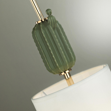 фото Золотой/зеленый/белый/металл/керамика/ткань Подвес E14 1*40W CACTUS MODERN, арт. 5425/1