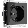 фото Розетка с заземлением, шторками и USB тип A+C (черный акрил) W1171748