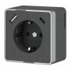 фото Розетка с заземлением, шторками и USB тип A+C Gallant графит рифленый W5071704