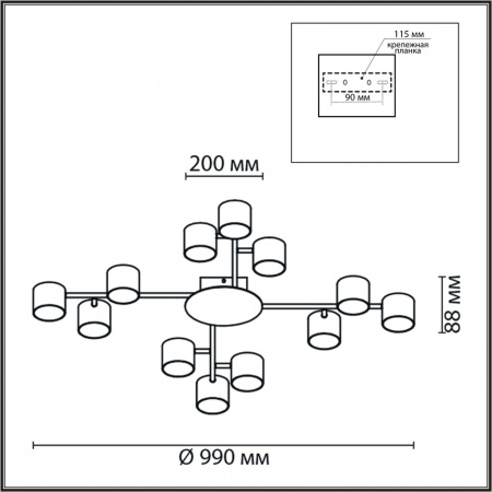 фото Белый, металл Люстра потолочная LED GX53 12*12W 220V GARETA COMFI, арт. 8235/12C