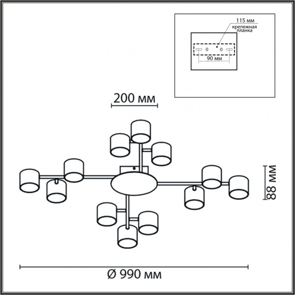 фото Белый, металл Люстра потолочная LED GX53 12*12W 220V GARETA COMFI, арт. 8235/12C