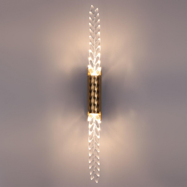 фото Сатинированн.латунь/прозрачн./металл/стекло Настенный светильник LED 5W (2*2.5W) 3000K 207Лм KOLOS L-VISION, арт. 5449/5WL