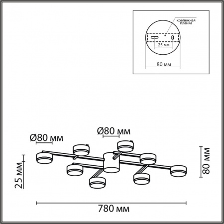 фото Никель, металл Люстра потолочная LED GX53 8*7W 220V DABRA COMFI, арт. 8115/8C