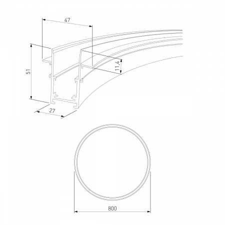 фото Slim Magnetic Встраиваемый радиусный шинопровод черный ⌀ 800мм 85158/00