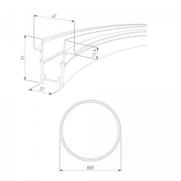 фото Slim Magnetic Встраиваемый радиусный шинопровод черный ⌀ 800мм 85158/00