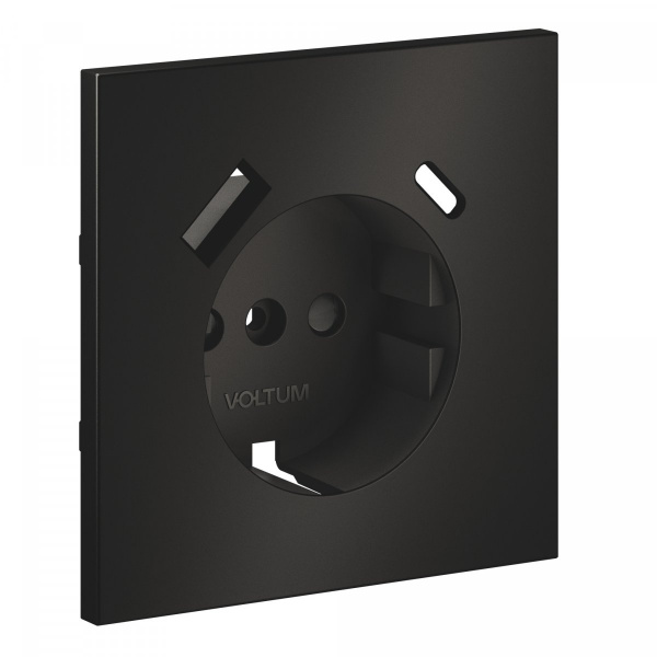 фото Накладка для розетки с заземлением и защитными шторками, с USB A+C, S70 Metal (антрацит)