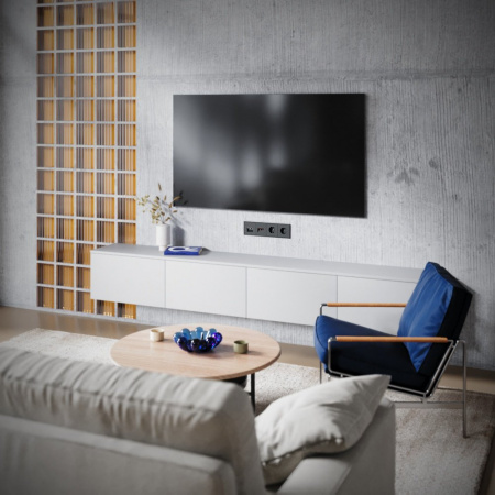 фото Накладка для розетки TV+RJ45 кат. 6, S70 (черный матовый)
