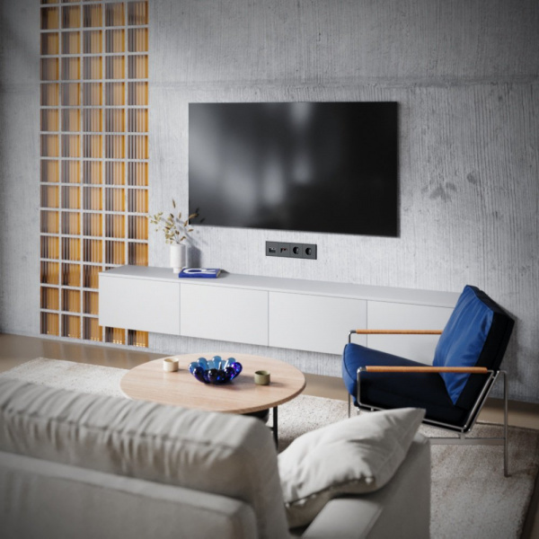 фото Накладка для розетки TV+RJ45 кат. 6, S70 (черный матовый)