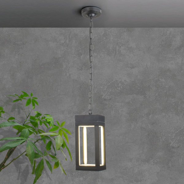 фото Уличный подвесной светодиодный светильник Frame LED IP54 1528 TECHNO серый