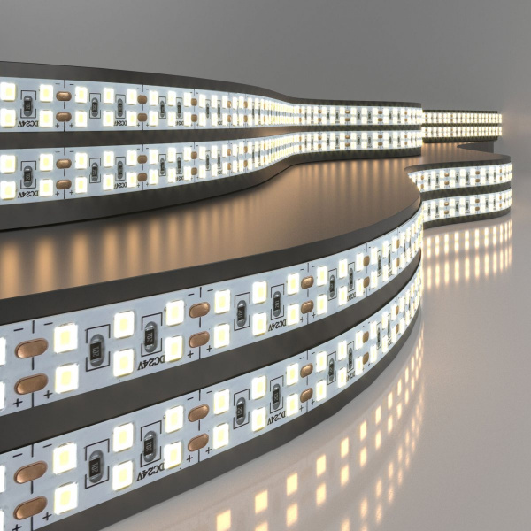 Лента светодиодная 240 LED 18 Вт IP20 двухрядная 3300К теплый белый, 5м 2835 24V 240Led 18W