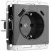 фото Розетка с заземлением, шторками и USB тип A+C (графит акрил) W1171744