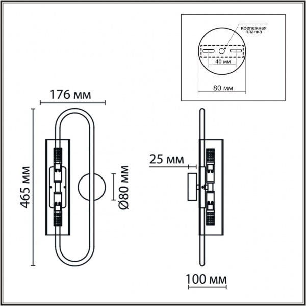 фото Золотой/прозрачный/металл/стекло Бра G9 2*20W 220V TORONTO SUSPENTIONI, арт. 6560/2W