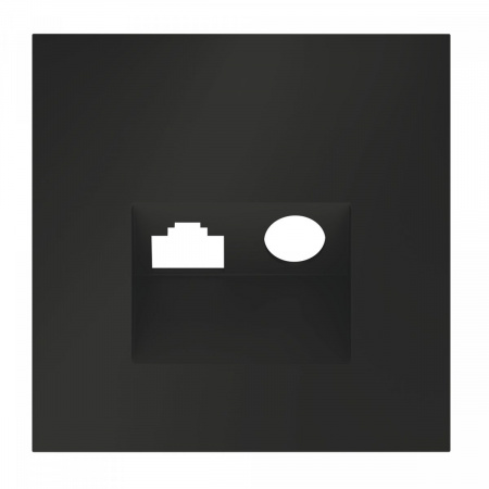 фото Накладка для розетки TV+RJ45 кат. 6, S70 (черный матовый)