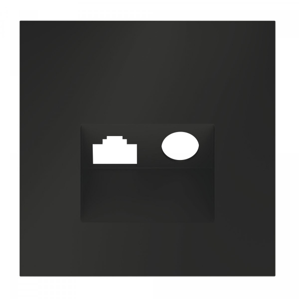 фото Накладка для розетки TV+RJ45 кат. 6, S70 (черный матовый)