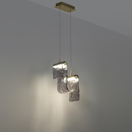 фото Брашинг/дымчатый металл/стекло Подвес LED x 11W 4000K FLOW L-VISION, арт. 5106/11L
