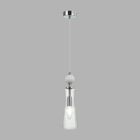 фото Хром/белый/прозрачный, металл/керамика/стекло Подвес Е14 1*40W 220V EMILY NEOCLASSI, арт. 8268/1A