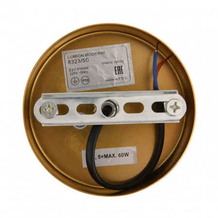 фото Латунь/белый, металл/стекло/дерево Люстра потолочная E27 5*60W 220V LARINA MODERNI, арт. 8323/5C