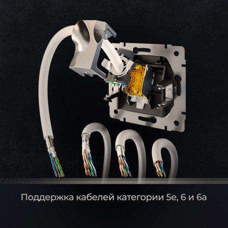 фото Розетка Ethernet RJ-45 cat. 6A экранированная (черный матовый) W5120108