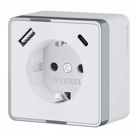 фото Розетка с заземлением, шторками и USB тип A+C Gallant белый W5071701