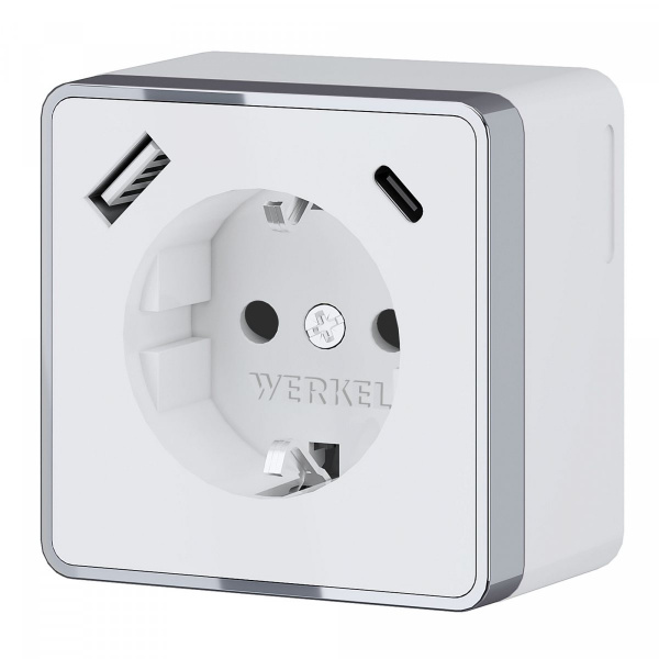 фото Розетка с заземлением, шторками и USB тип A+C Gallant белый W5071701