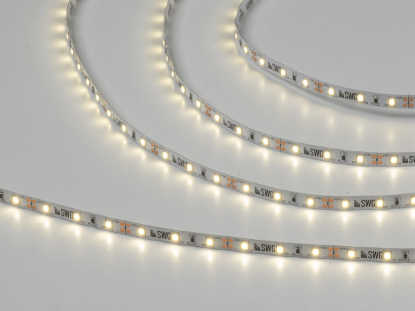 Светодиодная лента 2835, 60 LED/м, 4,8 Вт/м, 12В, IP20, 3M, Цвет: Нейтральный белый, SWG260-12-4.8-NW-M, катушка 5 м