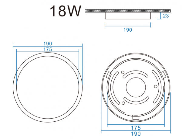 фото Светильник накладной круглый  DW2260  LED 18W 4000К IP44. Цвет: черный