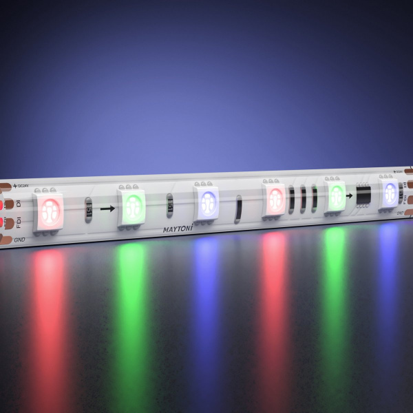 Светодиодная лента 24В 5050 14,4Вт/м 5м IP 65 Адресная (SPI) Цветная (RGB) Maytoni 201247, белый