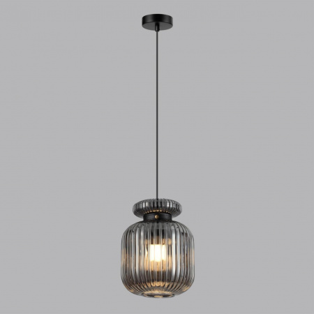 фото Черный/дымчатый/металл/стекло/эко.кожа Подвес E27 1*60W JUGI PENDANT, арт. 5042/1B