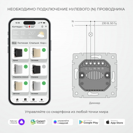 фото Умный сенсорный диммер (белый) W3443101