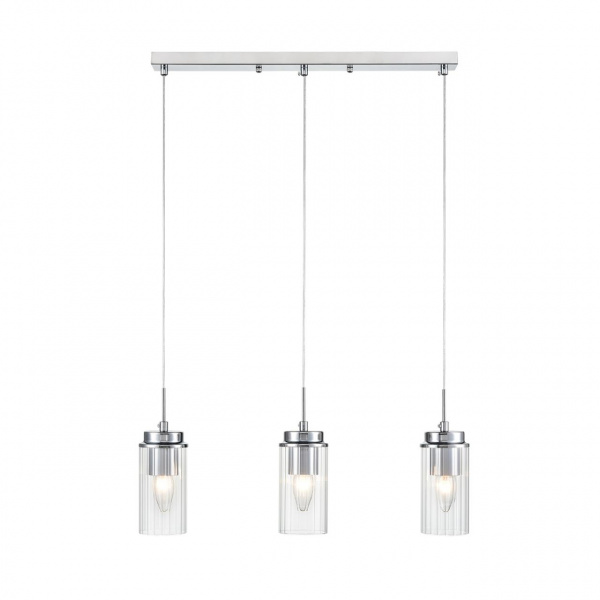 фото Хром/прозрачный металл/металл Подвес Е14 3*40W 220V ISHA COMFI, арт. 8102/3A